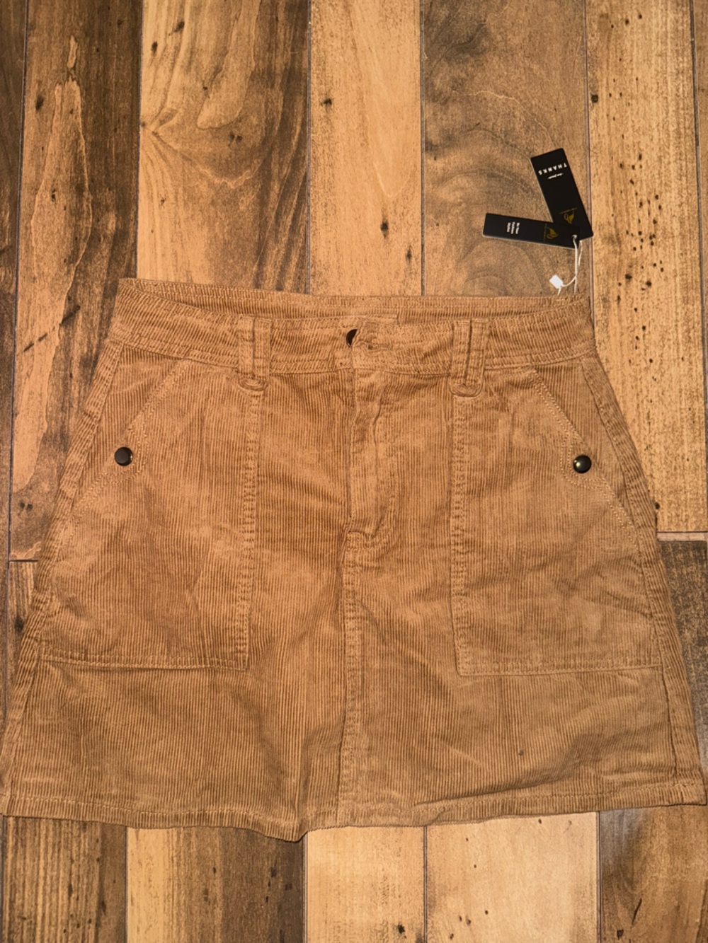 Corduroy Mini Skirt in Camel Tan